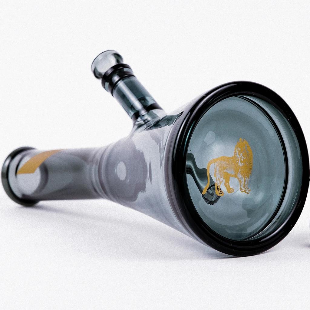 Marley Natural - Smoked Glass Water Pipe w/ Gold Stripe Decal - Image 8