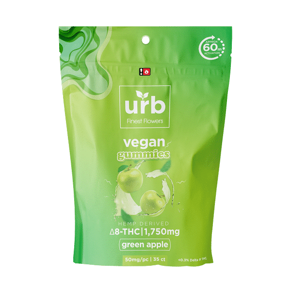URB Delta 8 &10 Vegan Gummies - Green Apple (1750mg) (*)