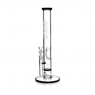 GRAV Large Clear Straight Base w/ Disc Water Pipe - Black Accents