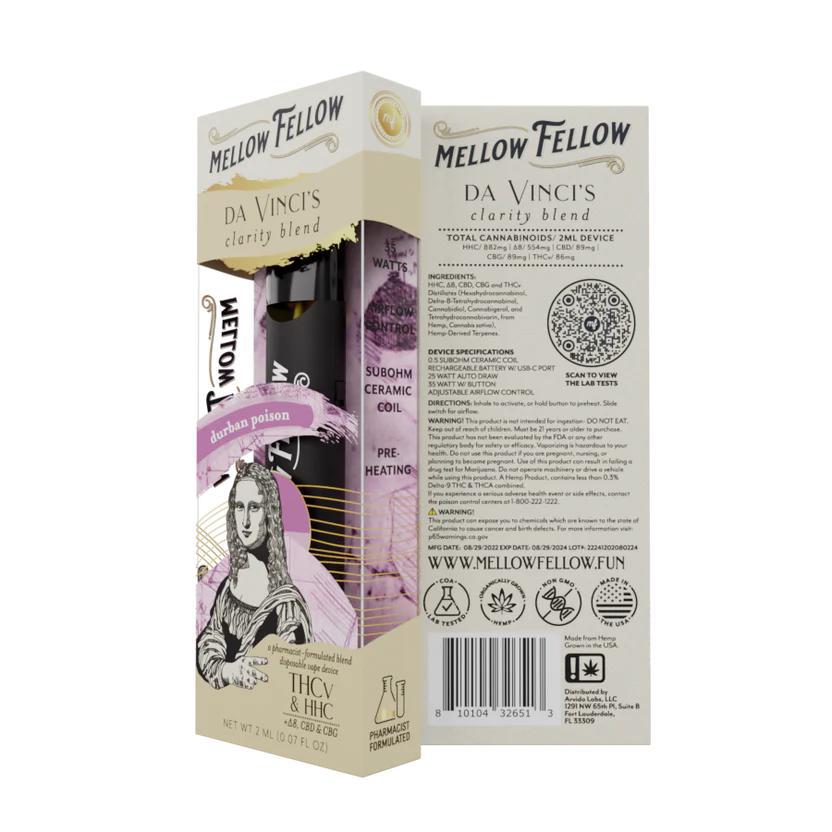 Mellow Fellow 2g Disposable DCB - Durban Poison (Sativa / da Vinci's Clarity Blend) - Image 2