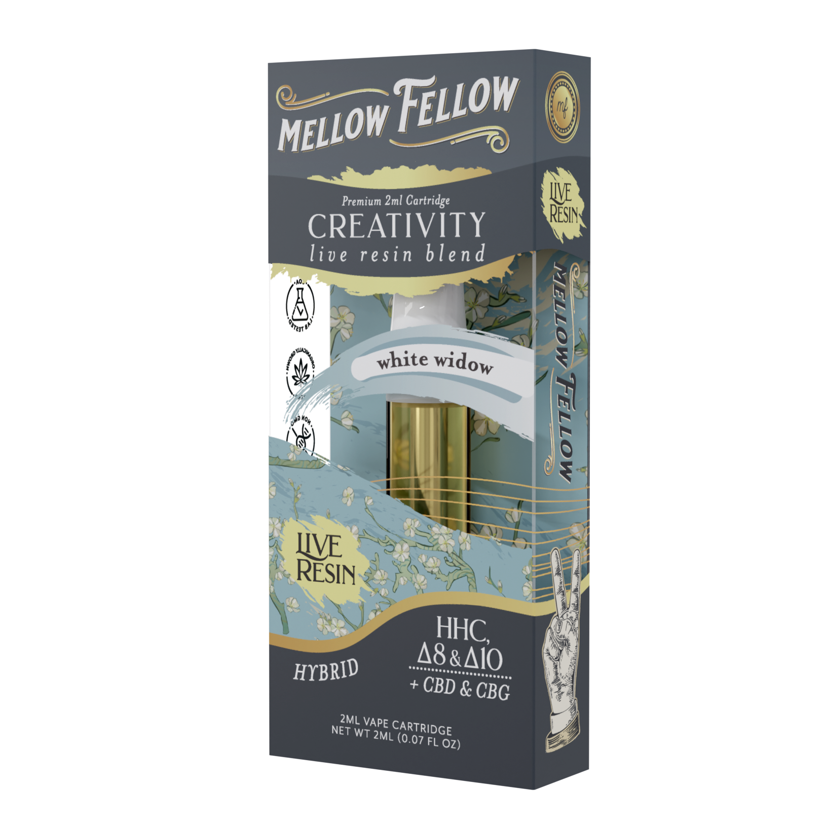 Mellow Fellow Live Resin 2ml Cartridge - White Widow (Hybrid / Creativity Blend) - Image 3