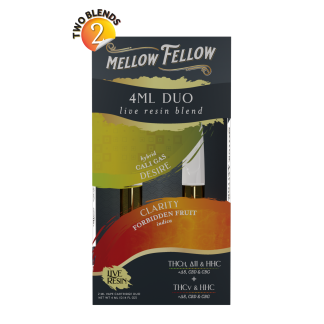 Mellow Fellow Live Resin 4ml Duo Cartridges - Cali Gas (Hybrid) & Forbidden Fruit (Indica)