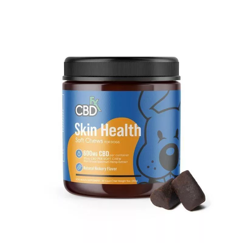 CBDfx CBD Dog Treats: Skin Health Soft Chews 600mg (Bottle)