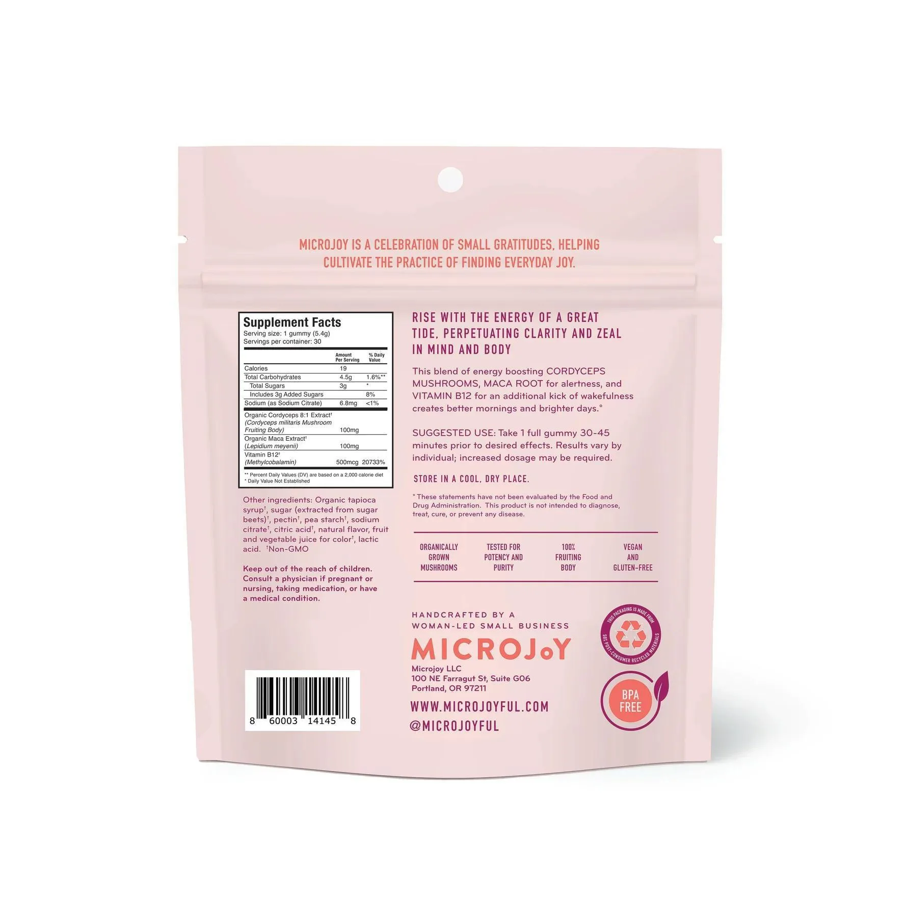 MICROJoY - Motivate Gummies 30 Count (Cordyceps, Maca & B12) - Image 2