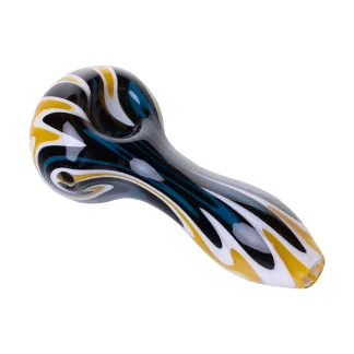 Human Grade Spoon Pipe Model A - Wig Wag Blue Yellow