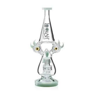 Lookah 12" Recycler Color Rim Big Eyes Water Pipe - Green Clear (WPC1015GC)