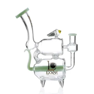 Lookah 9" Cute Recycler Double Chamber Water Pipe - Green Clear (WPC1018GC)