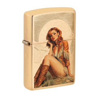 Zippo Lighter - Western Pinup Design