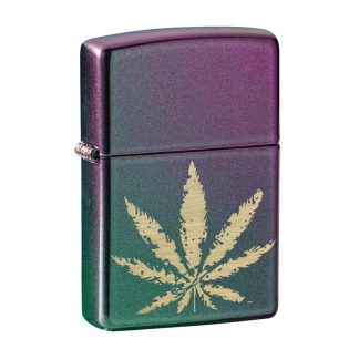 Zippo Lighter - Iridescent Hemp Leaf
