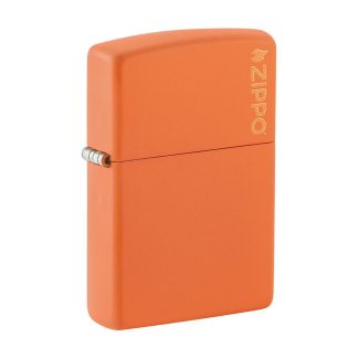 Zippo Lighter - Classic Orange Matte Zippo Logo