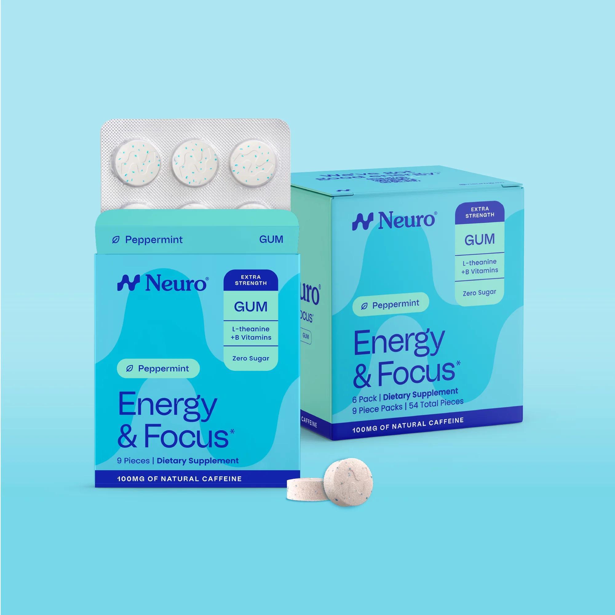 Neuro Gum Energy & Focus - Extra Strength Peppermint 9 Count - Image 2