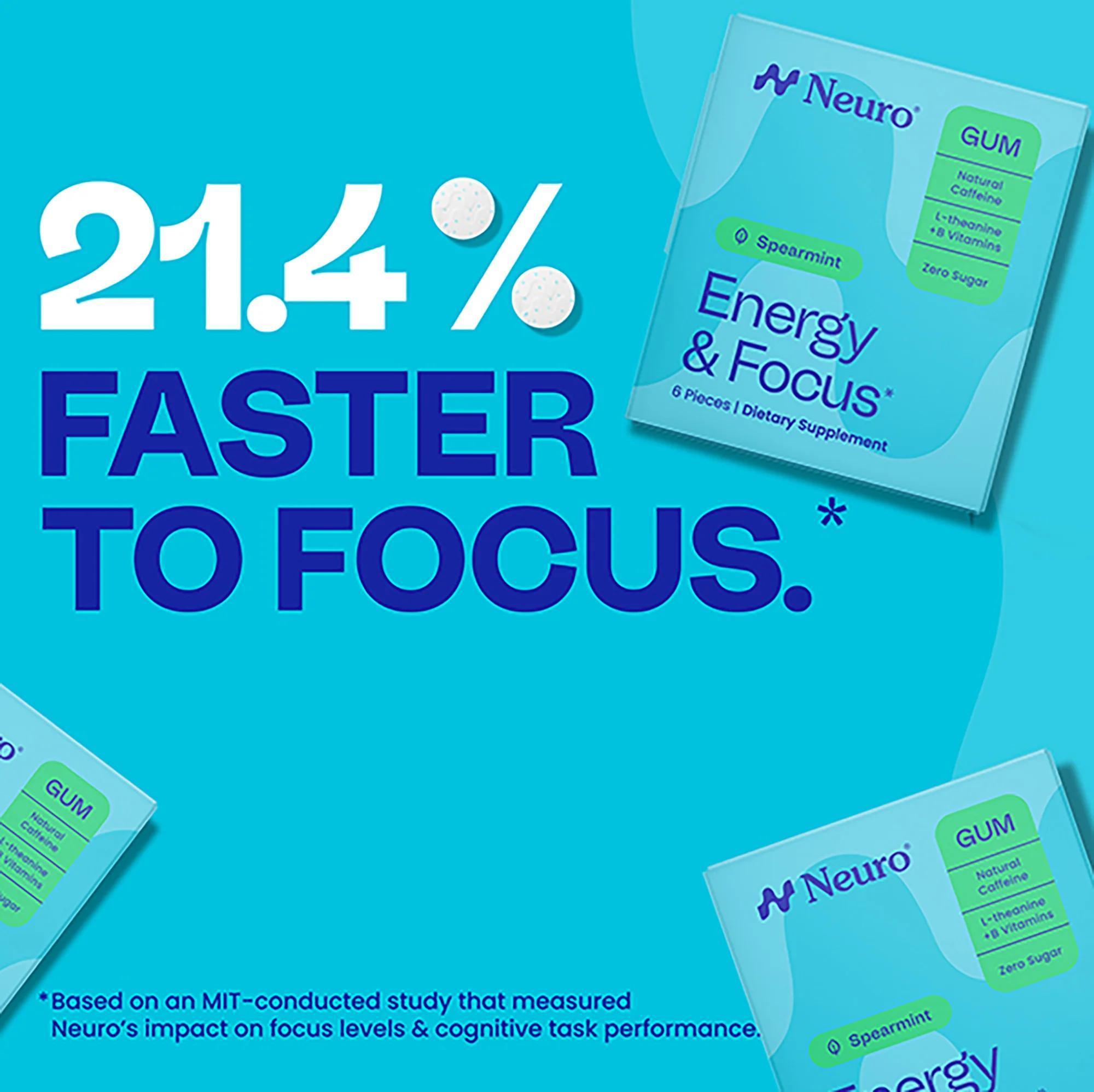Neuro Gum Energy & Focus - Regular Strength Spearmint 9 Count - Image 5