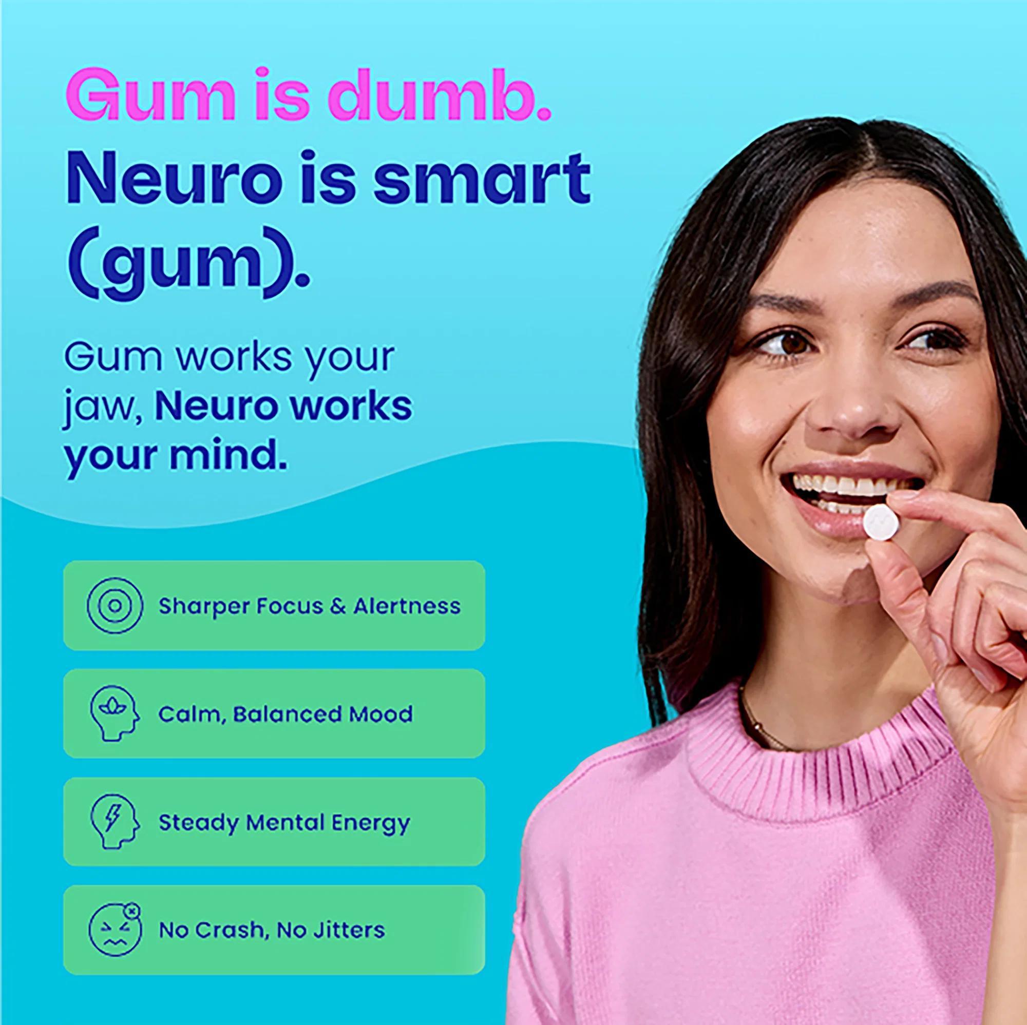 Neuro Gum Energy & Focus - Regular Strength Spearmint 9 Count - Image 7