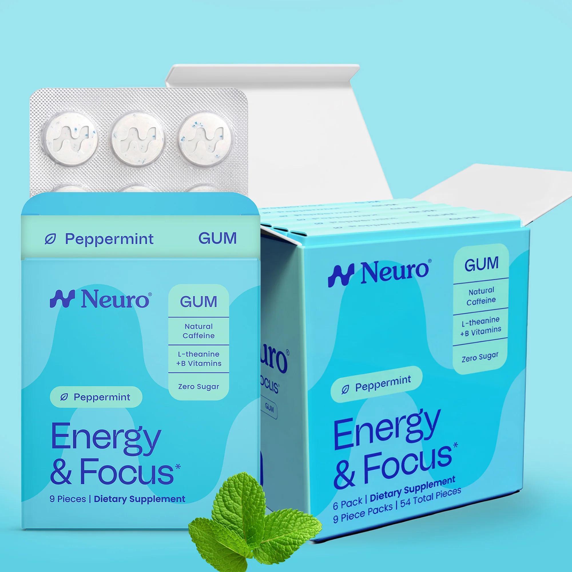 Neuro Gum Energy & Focus - Regular Strength Peppermint 9 Count